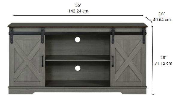 Camden Farmhouse TV Stand with Sliding Doors & Cable Management (Fits up to 65")