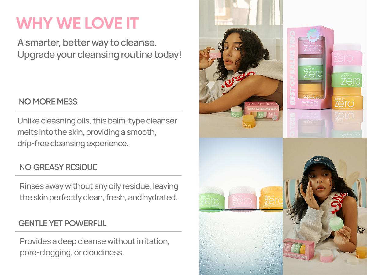 Banila Co Clean it Zero Best of Balms Trio - Cleansing Balm Set - Original, Pore Clarifying, Brightening