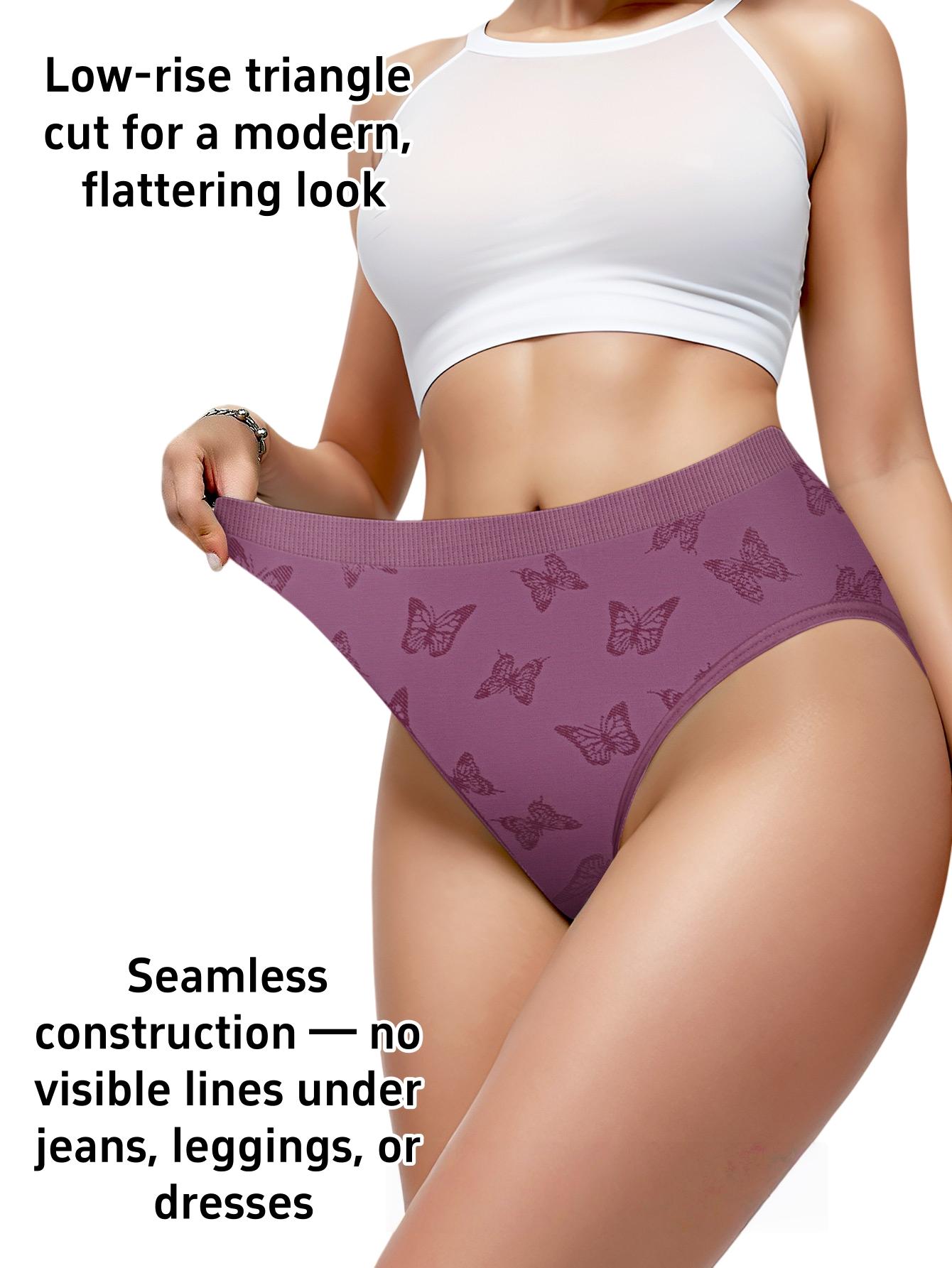 Plus Size Seamless Low-Rise Panties Set (4/5/7 Pack), Soft Stretch Printed Underwear for Women, Breathable & No Show, S–5XL visibly  plus  size SpringStatements