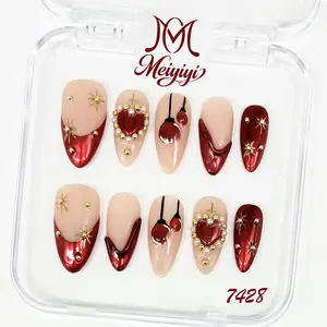 .DP.7428.Red French Heart Wearable Nails