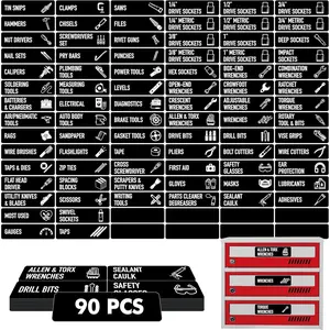 Toolbox Organization Magnetic Labels-90 Large Tool Chest Organizer Labels-Strong Magnets-Fits All Brands of Steel Tool Box Drawers(Black 3.5x1.0 in)