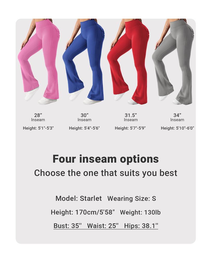 YEOREO CoreFlex Flare Leggings with Pockets for Women Scrunch Workout Leggings Butt Lifting Gym Yoga Pants
