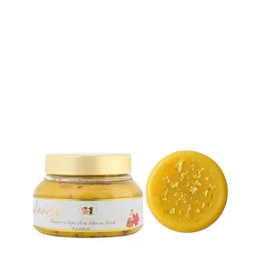 Radiance Exfoliating Turmeric Duo: Hibiscus Scrub (8 oz)  & Gold Foil Soap (4 oz)