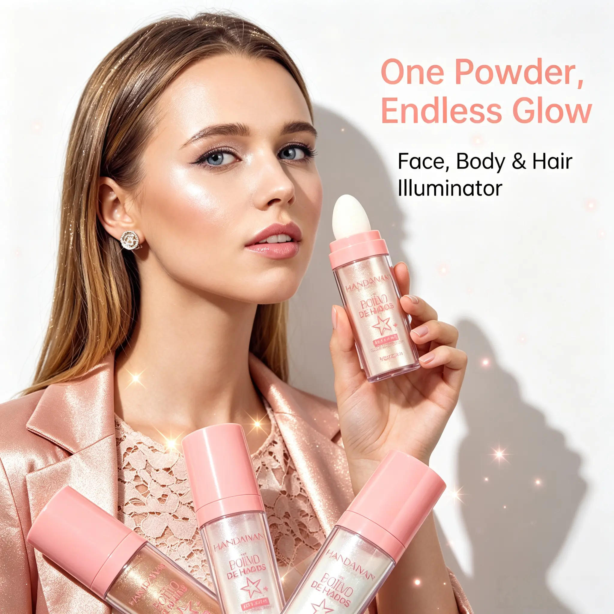 Highlighter Powder, Long Lasting Shimmering Highlighter Powder, Natural Brightening Highlighter Powder, High-gloss Makeup Powder, Glitter Bar