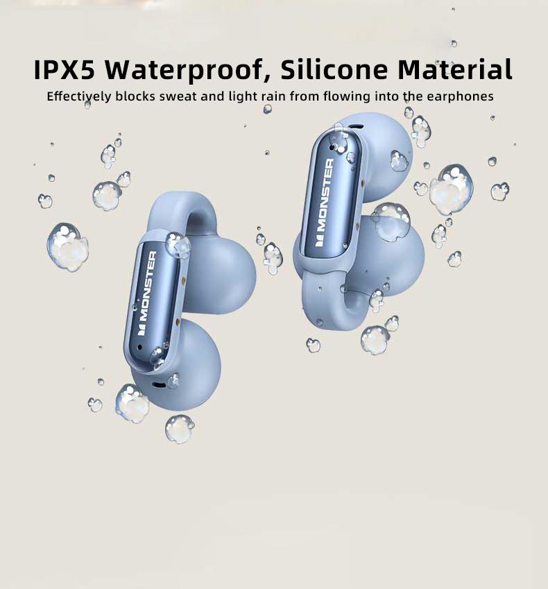 Monster Clip-On Open Ear Wireless Earbuds Bluetooth 5.4 Headphones with ENC Noise Cancelling Mic Ultra-Light Secure Fit for Sports Running Workouts Hi-Fi Stereo Sound 100H Playtime Fast Charging Halloween Gifts for Men and Women