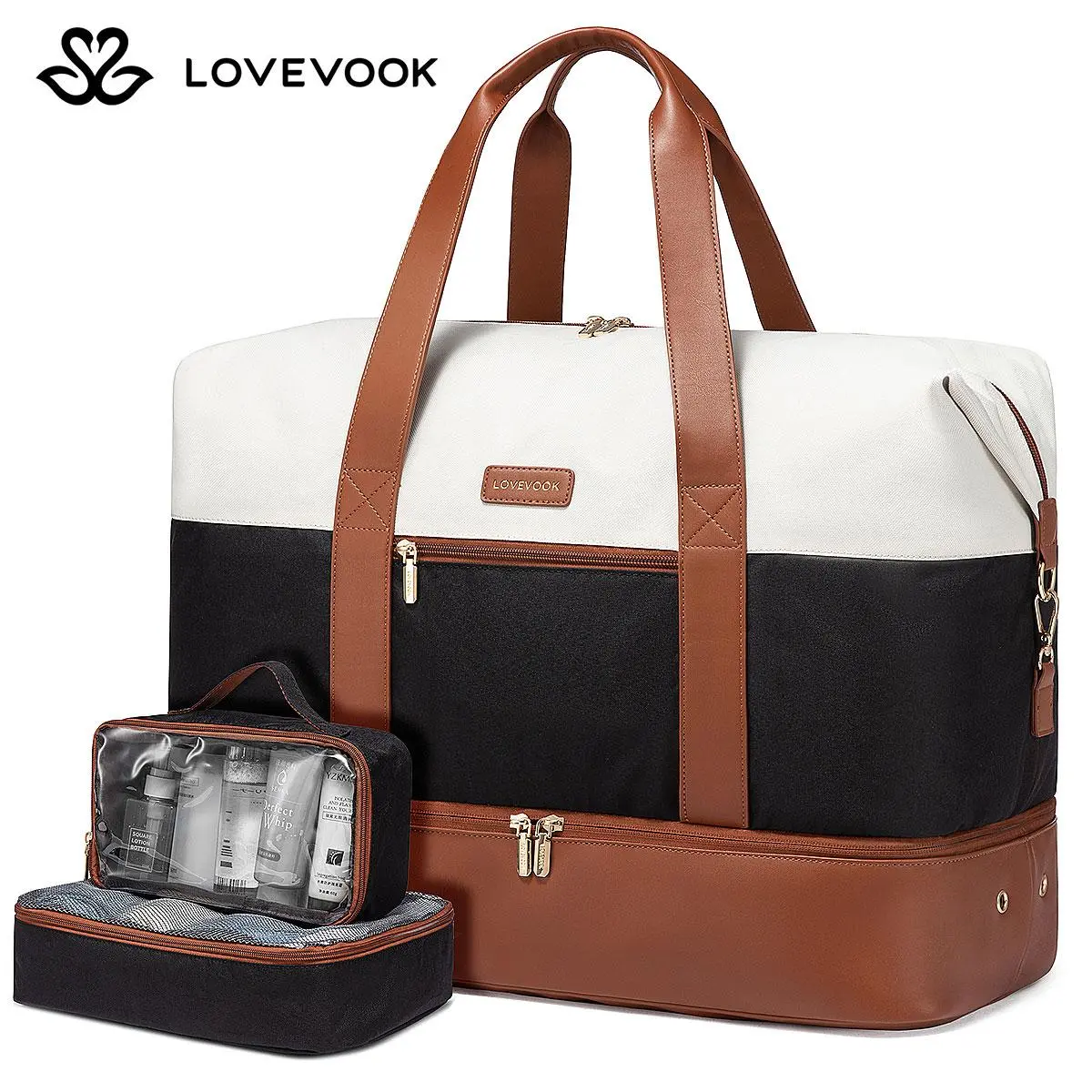 LOVEVOOK Weekender Bag for Women – Large Travel Duffel Bag with 2 Packing Cubes, Carry on Overnight Bag with Shoe Compartment, Mom Hospital Bags for Labor and Delivery