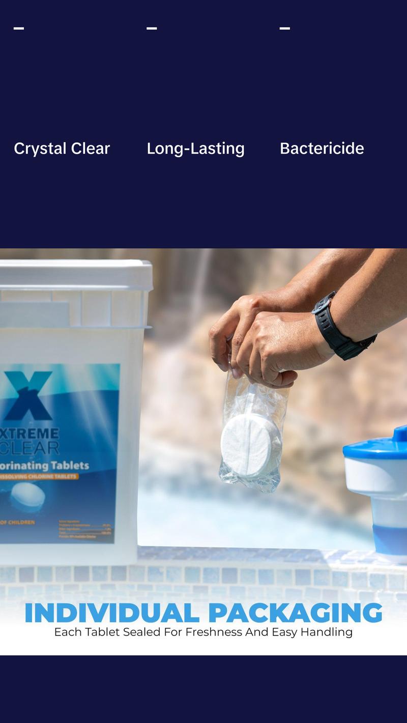 XtremeClear 3" Stabilized Tablets Swimming Pools Individually Wrapped, 45 Pounds pool supply HTH products