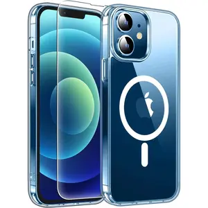 Entronix Bundle Compatible with iPhone 12 Mini - [Magnetic] Clear Case & 1 Clear Screen Protector Protection Cover