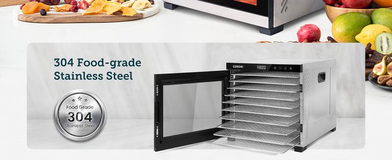 COSORI Food Dehydrator, with 16.2ft² Drying Space, 1000W, 10 Stainless Steel Trays with Timer and Temp Control, for Herbs, Fruit, Meat, and Yogurt