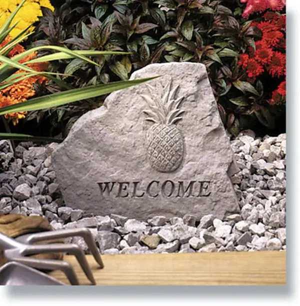 Kay Berry Weatherproof Cast Stone Garden Accent - Pineapple Motif, 11.5in x 9.5in Wall-Mountable Outdoor Decor Garden Stones