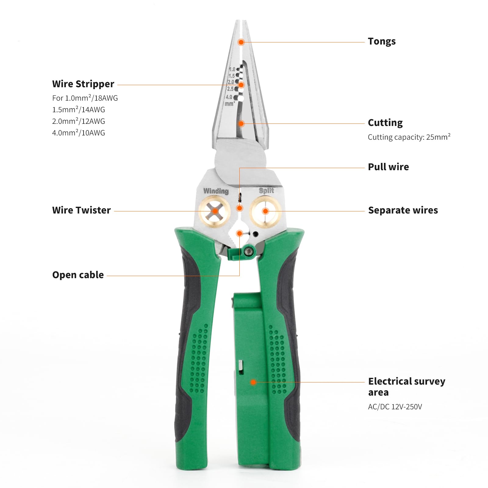 8-in-1 Wire Stripper for Electrician: Needle Nose Pliers with Voltage Tester & Dual Alarms - Electrical Pliers for Cutting Wires, Pulling Wires and Crimp Wires multi-function plier 8-in-1 Wire Stripper for Electrician: Needle Nose Pliers with Voltage Tester & Dual Alarms - Electrical Pliers for Cutting Wires, Pulling Wires and Crimp Wires multi-function plier