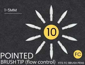 10 Replacement POINTED FC BRUSH Nibs For Tooli-Art (flow control) Brush Paint Pens