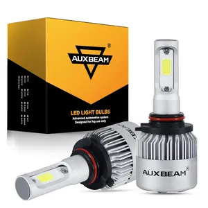 AUXBEAM 9005 LED Headlight Bulbs 2Pcs 72W 8000LM 6500K Cool White COB Single Beam Aviation 6063 Aluminum IP65 Waterproof 360° Beam Mute Fan Heat Dissipation 30000H Lifespan Fit 98% Vehicles Car Lighting Upgrade