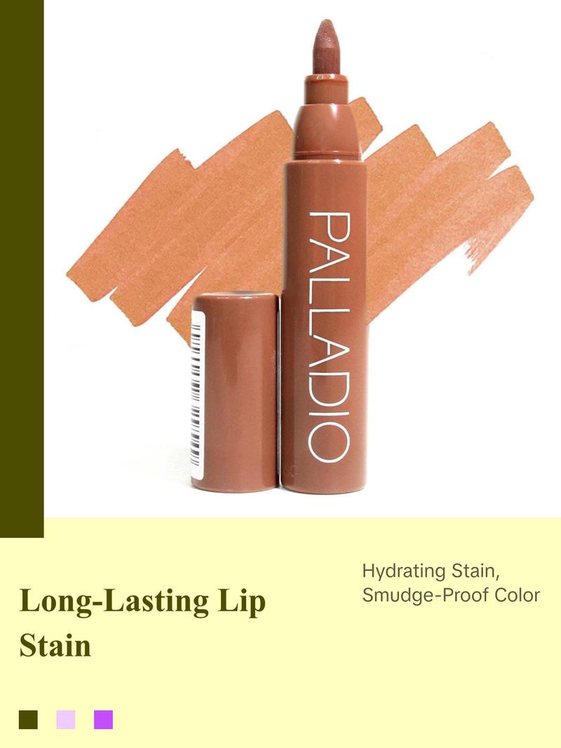 Palladio Lip Stain, Hydrating and Waterproof Formula, Matte Color Look, Longlasting All Day Wear Lip Color, Smudge Proof Natural Finish, Precise Chisel Tip Marker