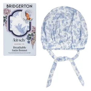 Bridgerton x Kitsch Breathable Satin Bonnet in Garden Toile