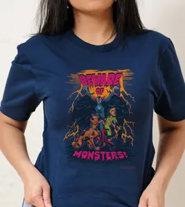 Beware of Monsters Scooby-Doo 2D T-Shirt, Nostalgia 2D Print T-Shirt, Cartoon Network Shirt, Gifts for Cartoon Fans #ScoobyDoooo #CartoonNetwork #NostalgiaCore #ScoobyDoo #GraphicTee #StreetwearUS