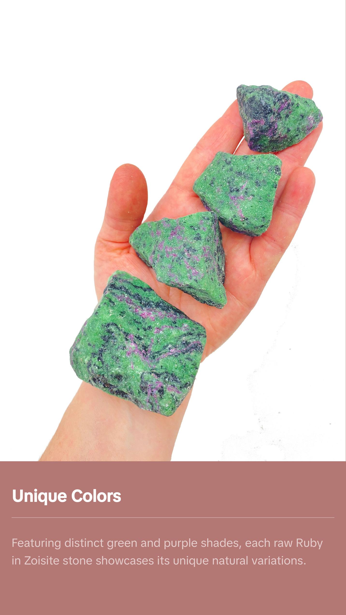 New Moon Beginnings Raw Ruby In Zoisite Stone - Natural Mineral with Green and Purple Colors