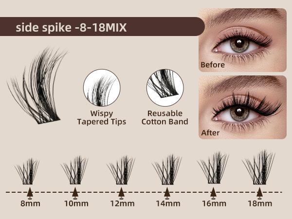 SideSpike Kit l JMS&JMS Manga Spiky Individual Clusters(8-18mix) CC Curl for DIY Eyelashes Extension,Waterproof Sleep Proof,Week Long Lasting Fake Lash Cosmetic Makeup Anime Lash Outdoorfun Vacation Lash #TikTokShopBlackFriday