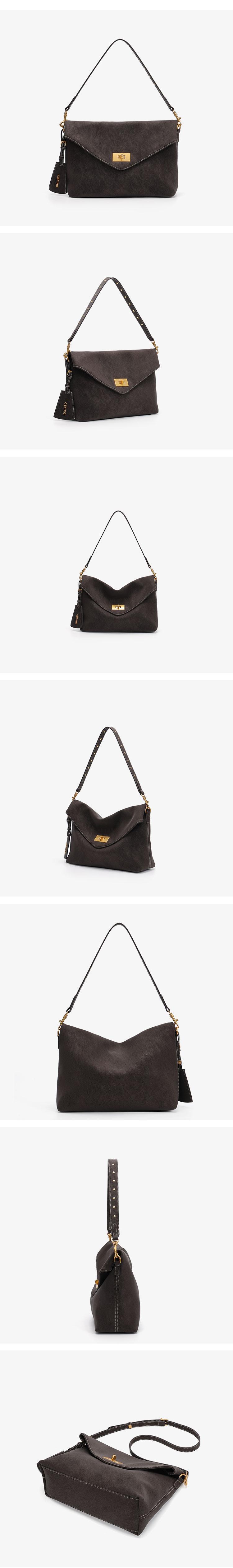 The Urban Envelope Bag Large - Stylish Urban Envelope Crossbody Bag Vegan Leather with Gold Hardware and Detachable Strap for Everyday Use