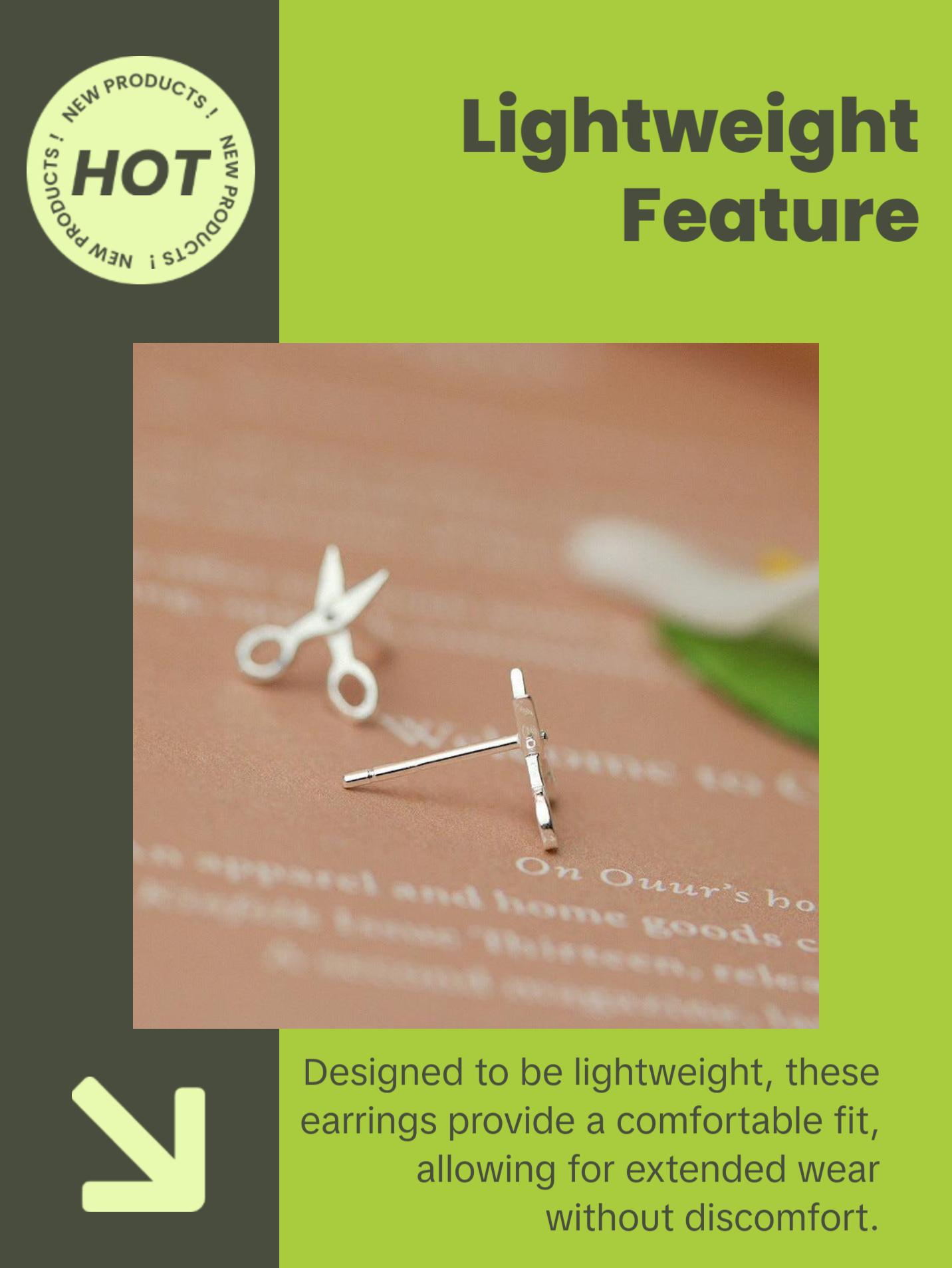 Sterling Silver Small Scissors Earrings