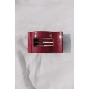 Flat Medium Rectangle Hair Claw Clip in Berry