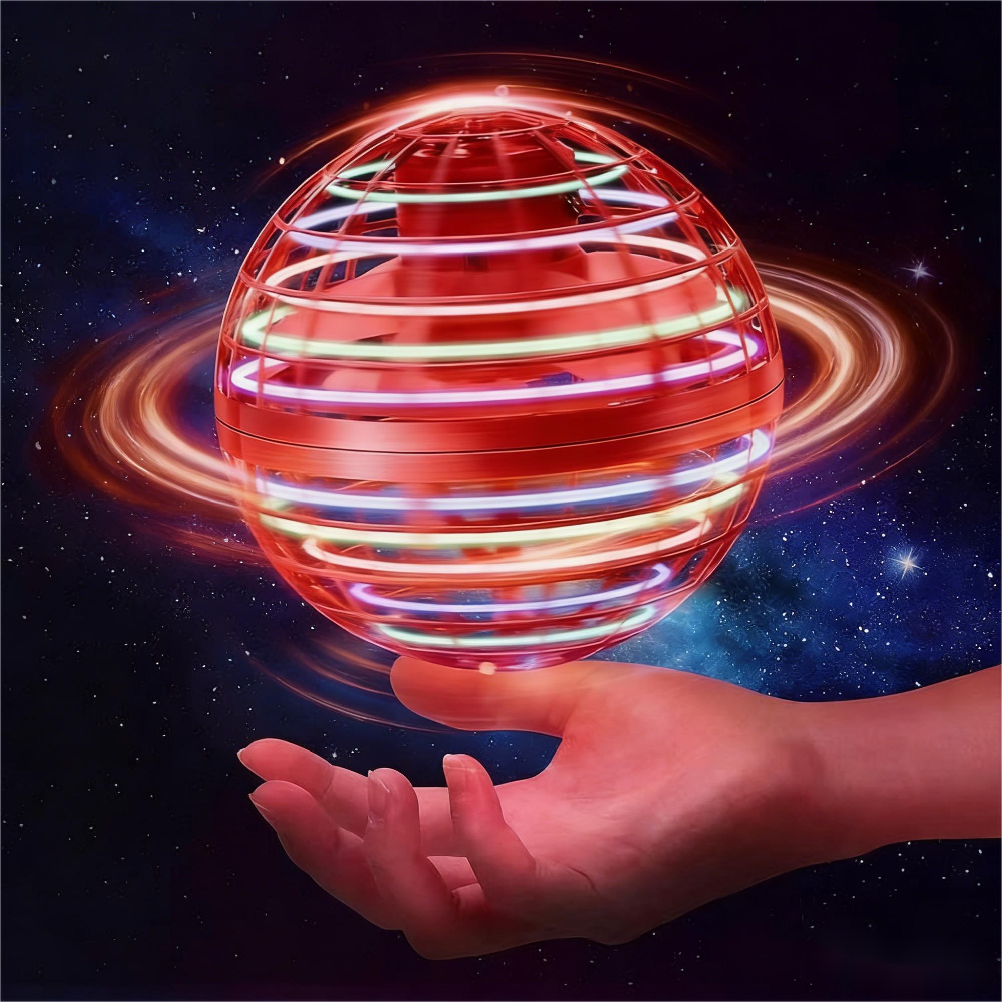 Gesture Control UFO Flying Ball - LED Fidget Drone for Stress Relief & Focus | Auto Return Hand Motion Sensing Toy | Indoor Outdoor Hover Games for Kids Teens Adults | Birthday Christmas Gift | Party Beach Camping Fun Neon