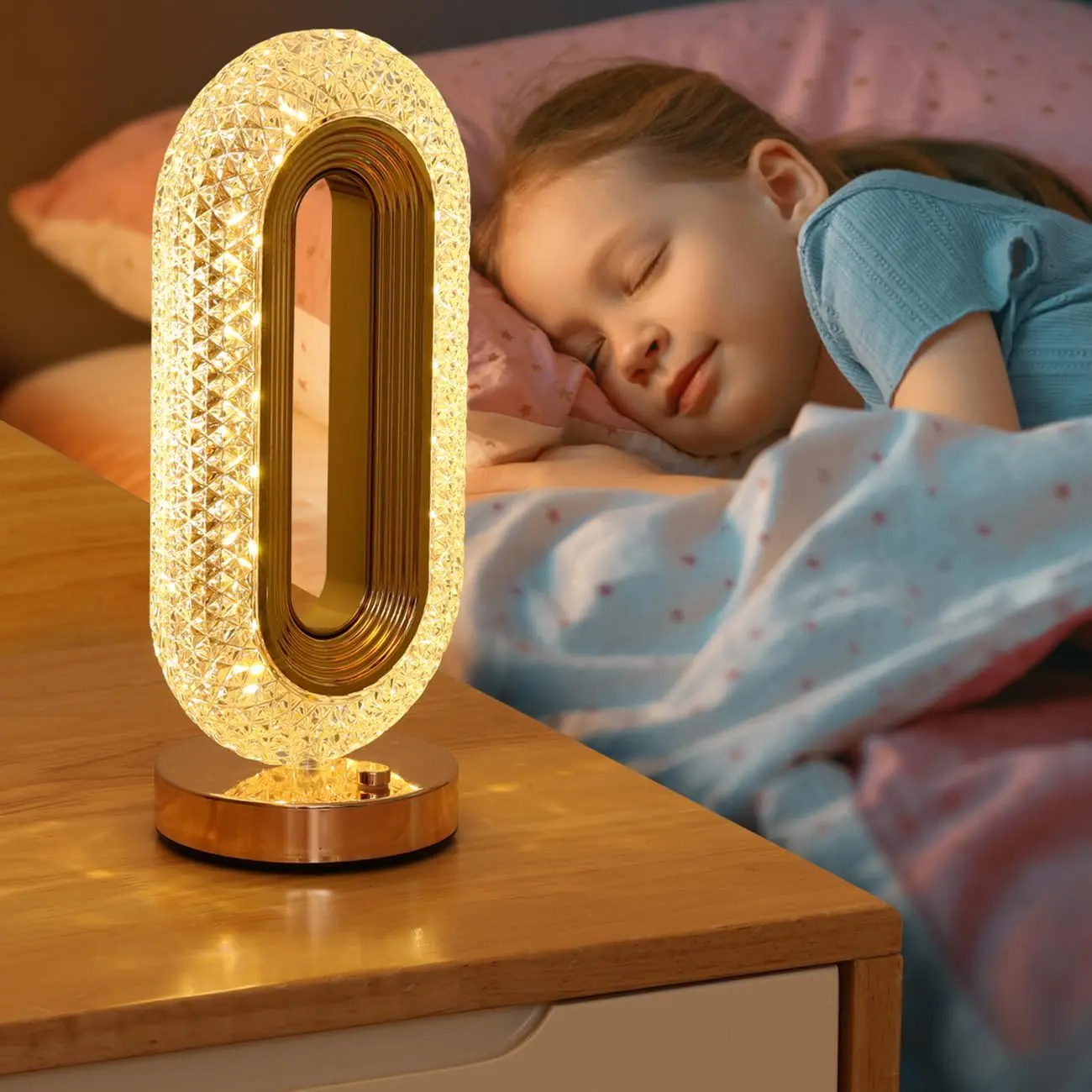 Luxury Crystal Table Lamp • Romantic Bedside Night Light