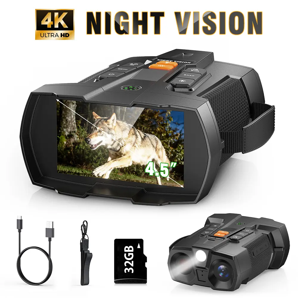 MINENER 4K Night Vision Goggles 4.5 NiteHawk Binoculars with 32GB SD Card 7 Levels Infrared  Monocular for Wildlife, Security, Hunting，Camping, Wildlife Observation, Hunting, # hiking essential #summerwins