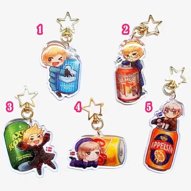 Hetalia Keychain - APH Nordics Beverage Can (Denmark, Iceland, Sweden, Norway, Finland)