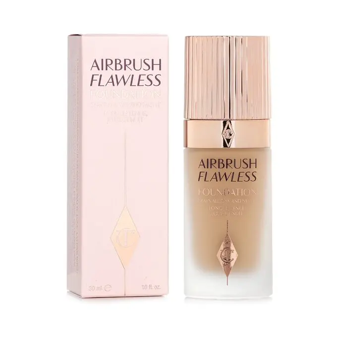 Charlotte Tilbury Airbrush Concealer & Foundation, Waterproof Transfer-Proof Makeup with Flawless Base & Wrinkle Reduction - #6 Neutral, 30ml/1oz, Blendable Concealer & Foundation, Full-Coverage