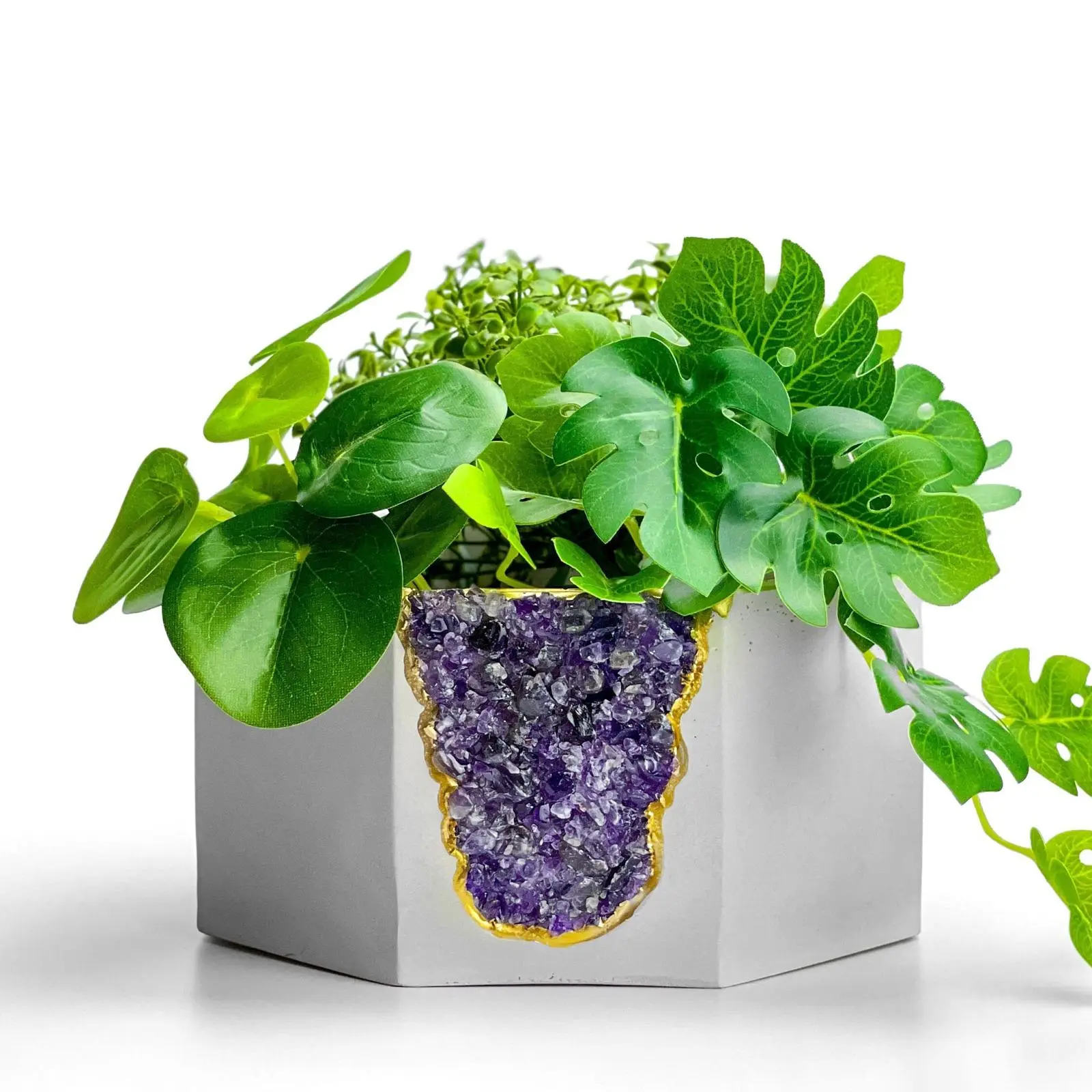 Large Geode Planter | Big Amethyst Crystal Planter Pot gift