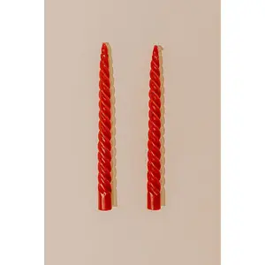 Twist and Shout Taper Candles Set in Red