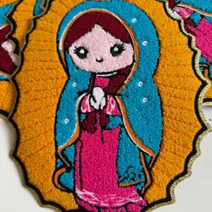 Virgin Mary Chenille Patch – Virgen de Guadalupe Style Iron-On Appliqué | Colorful Religious Patch