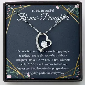 Daughter Necklace, Daughter Of The Groom Gift Necklace, To Stepdaughter Bonus Daughter Gift On Wedding Day