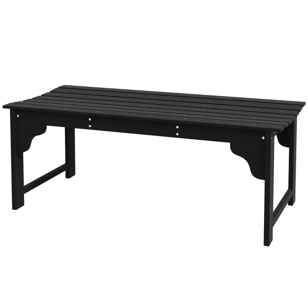 212 Main 84G-216V00BK Outsunny Slatted Wooden Garden Bench, Curved Seat Front Porch Bench, Black