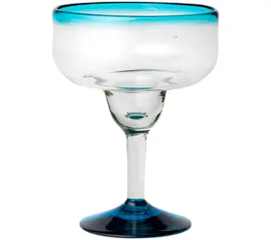 10 Strawberry Street Aqua Rim Mexican Glass, Margarita