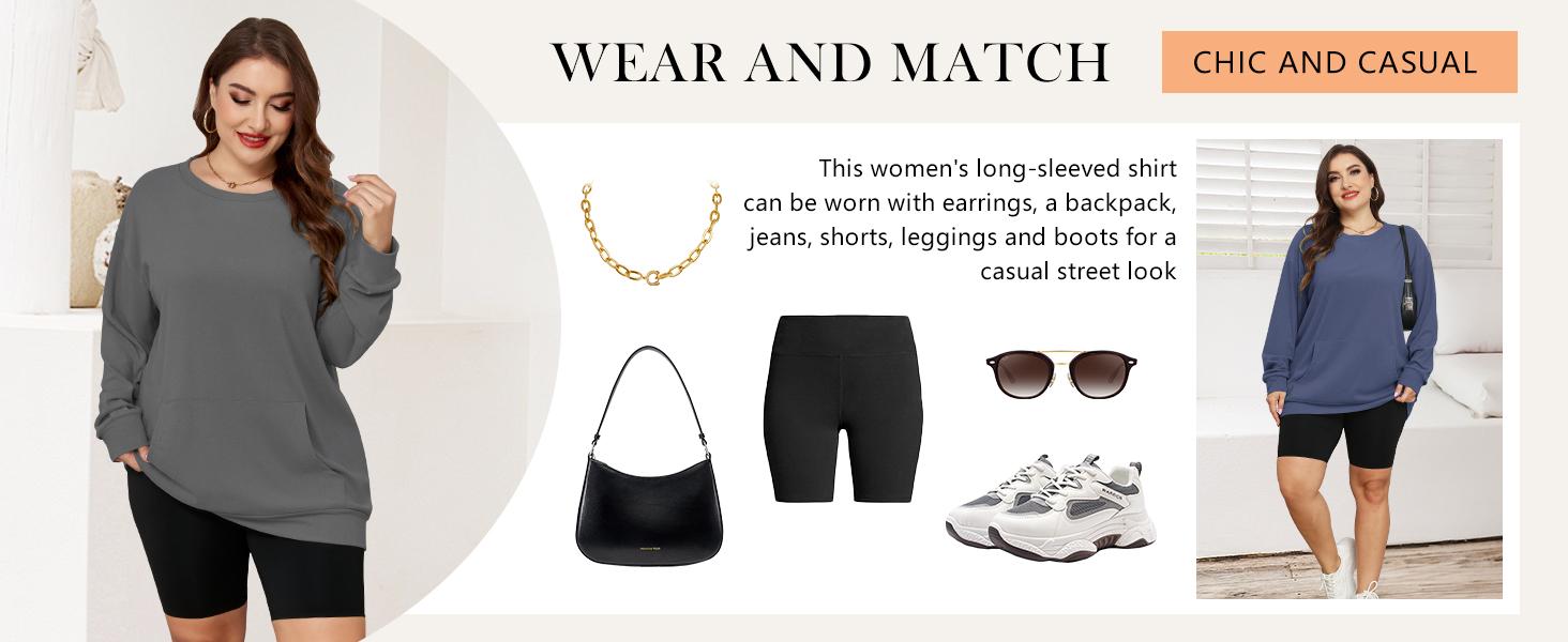 [Spring Restock] AUSELILY Women's Crewneck Hoodless Sweatshirt With Kangaroo Pocket  Fleece Longsleeve Oversized Casual Style Shirt  Lightweight Pullover 2026 SpringStatements