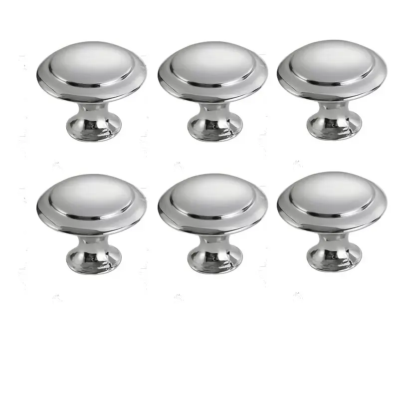 6pcs Round Cabinet Knobs Stainless Steel Corrosion Resistant Furniture Handles with Screws, Modern Mushroom Shape Pulls Cohesive Look for Kitchen Bathroom Closet Drawers