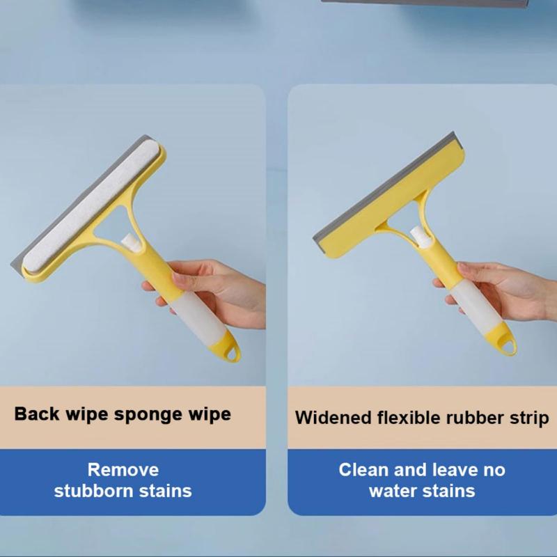 3 in 1 Glass Cleaner Squeegee with Sprayer - Streak-Free Window Cleaning Tool, Squeegee for Shower Glass, Ergonomic Handle Set , Yellow and White