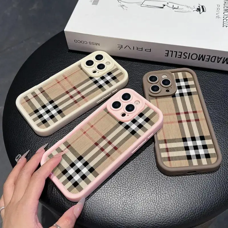 Plaid Pattern Soft TPU Silicone Shockproof Smartphone Case - 1-Piece Mobile Phone Accessory for Protection, Casing for iPhone 11/12/13/14/15/16/17 Pro Max, Pro Plus Air, Holiday Gift for Boyfriends QXB640