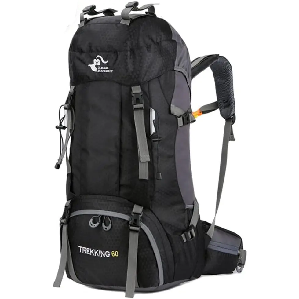 60L Waterproof Hiking Camping Backpack with Rain Cover, Large Outdoor Sport Travel Daypack Rucksack for Climbing