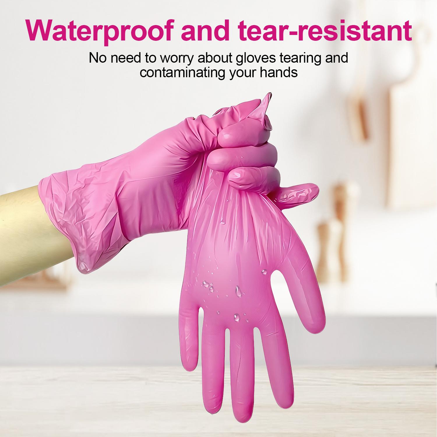 5/10Pair Durable Rose Red Nitrile Dishwashing Gloves,Non-Medical Grade, Latex-Free, Suitable for Permanent Makeup, Nail and Hair Services, Painting, Odor-Free Household Bathroom Cleaning Gloves, Multi Purpose Glove