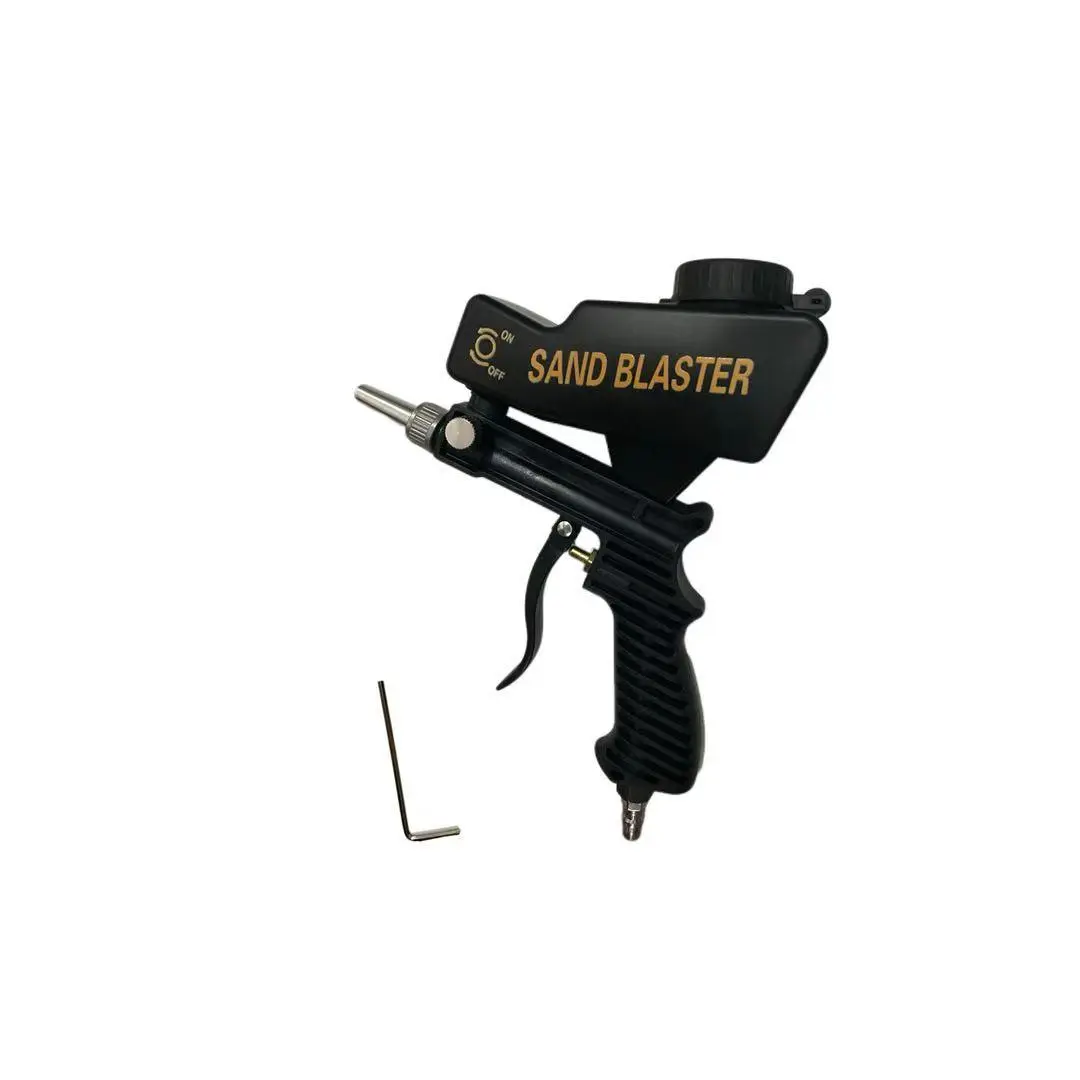 Handheld Compact Pneumatic Sandblaster - Black Plastic Body Air Tool Accessory Spray Gun, Easy-to-Handle, Portable, Efficient for Key Sandblasting Tasks to Enhance Productivity