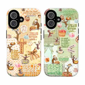 Christian Bible Verse Phone Case with Cute Monkey Design – Inspirational Scripture Phone Cover, Jesus, Curious Georgee Phonecover, gift
