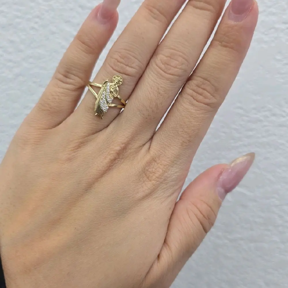 10K Yellow Gold Virgin Mary Pavé Ring 10K Yellow Gold Virgin Mary Pavé Ring