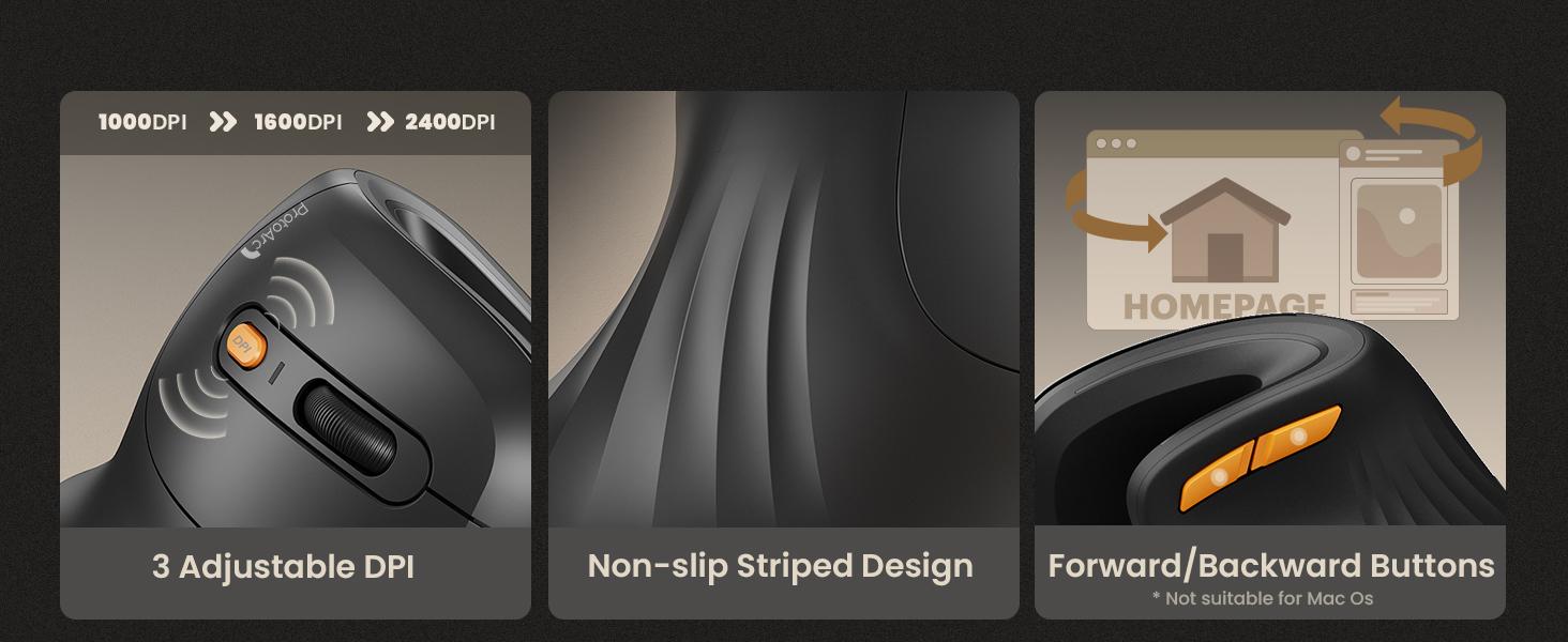 ProtoArc Ergonomic Bluetooth Vertical Mouse, EM11 NL Wireless Rechargeable Optical Mice, Computer Gaming Mouse with 3 Multi-Device, 3 Level Adjustable DPI, TikTokShopBlackFriday, TikTokShopCyberMonday