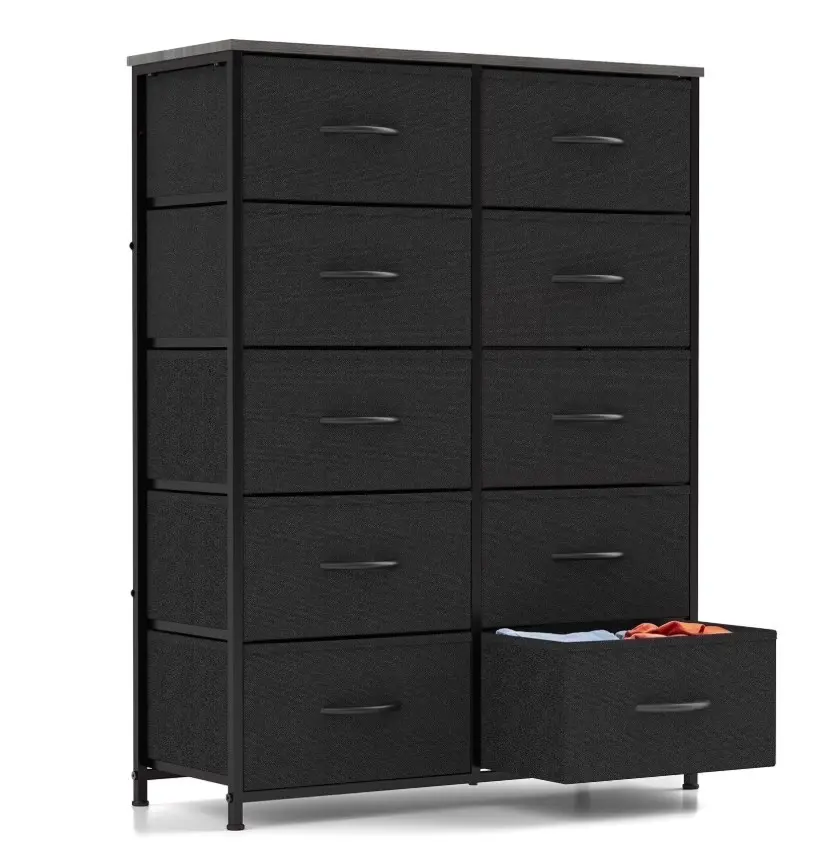 10-Drawer Fabric Dresser Storage Chest for Bedroom, Closet, Entryway, Storage Furniture for Adults, Black