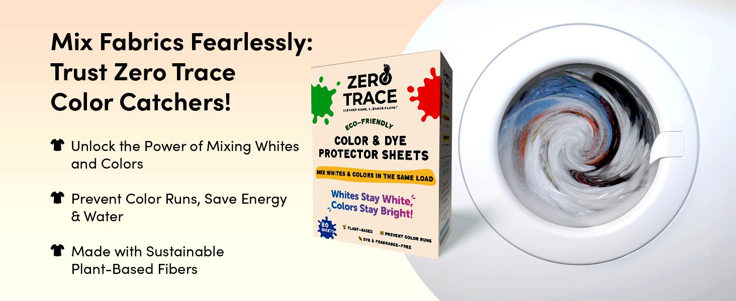 Zero Trace Eco-Friendly Color Catcher Laundry Sheets - 40 Count - Prevents Dye Transfer & Keeps Clothes Original Color - Fragrance-Free Plant-Based - Ideal for Mixed Washes Household