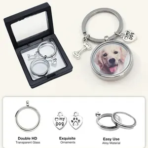Dog Fur Hair Keepsake Keychain – Stainless Steel Fur Locket with Heart & Bone