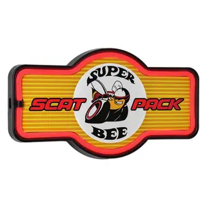Dodge Super Bee LED Light Sign — Vintage-Inspired Wall Decor for Garage, Man Cave, or Home Bar